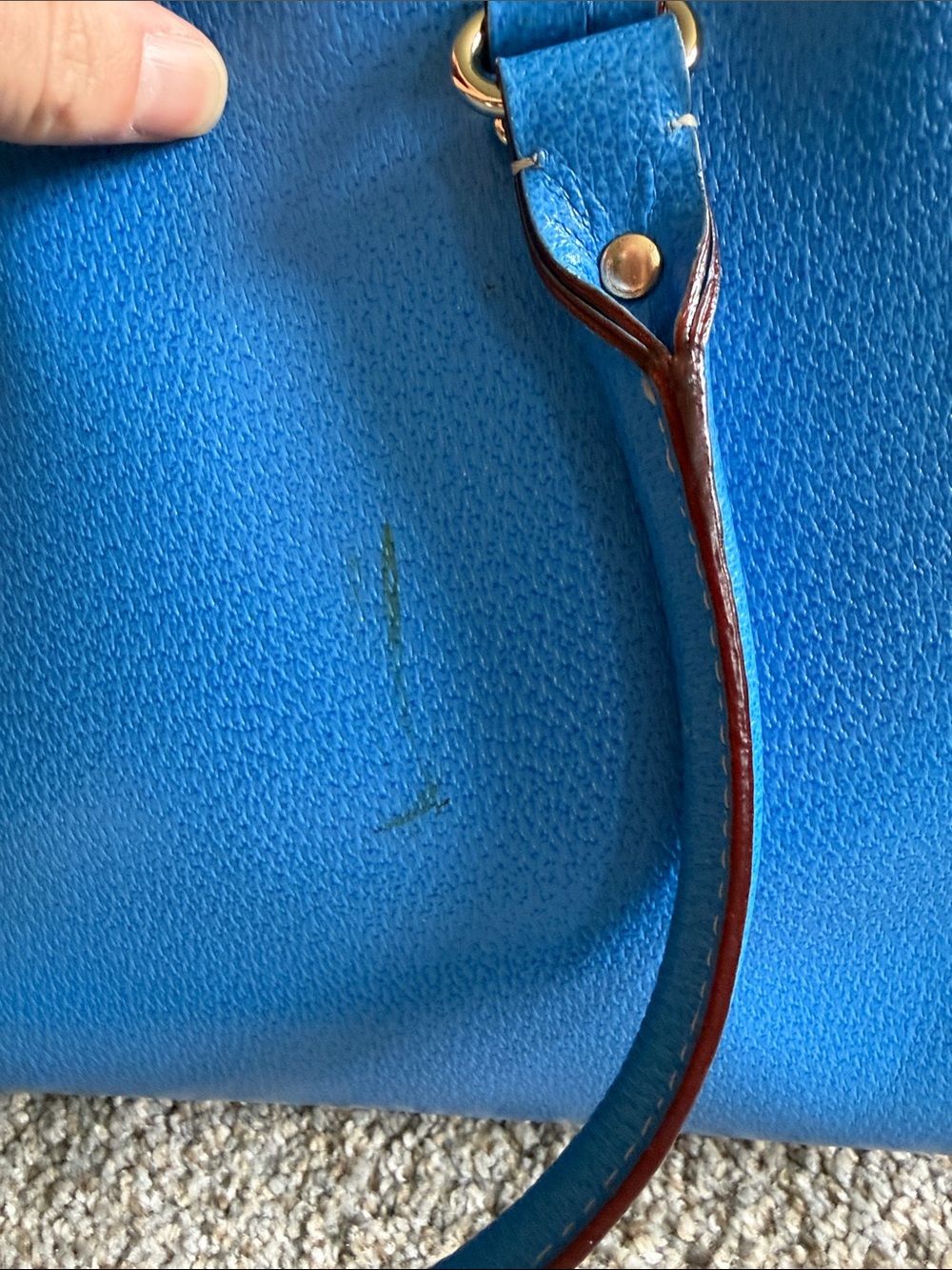 Kate Spade cobalt blue leather tote with double handles - Picture 3 of 5